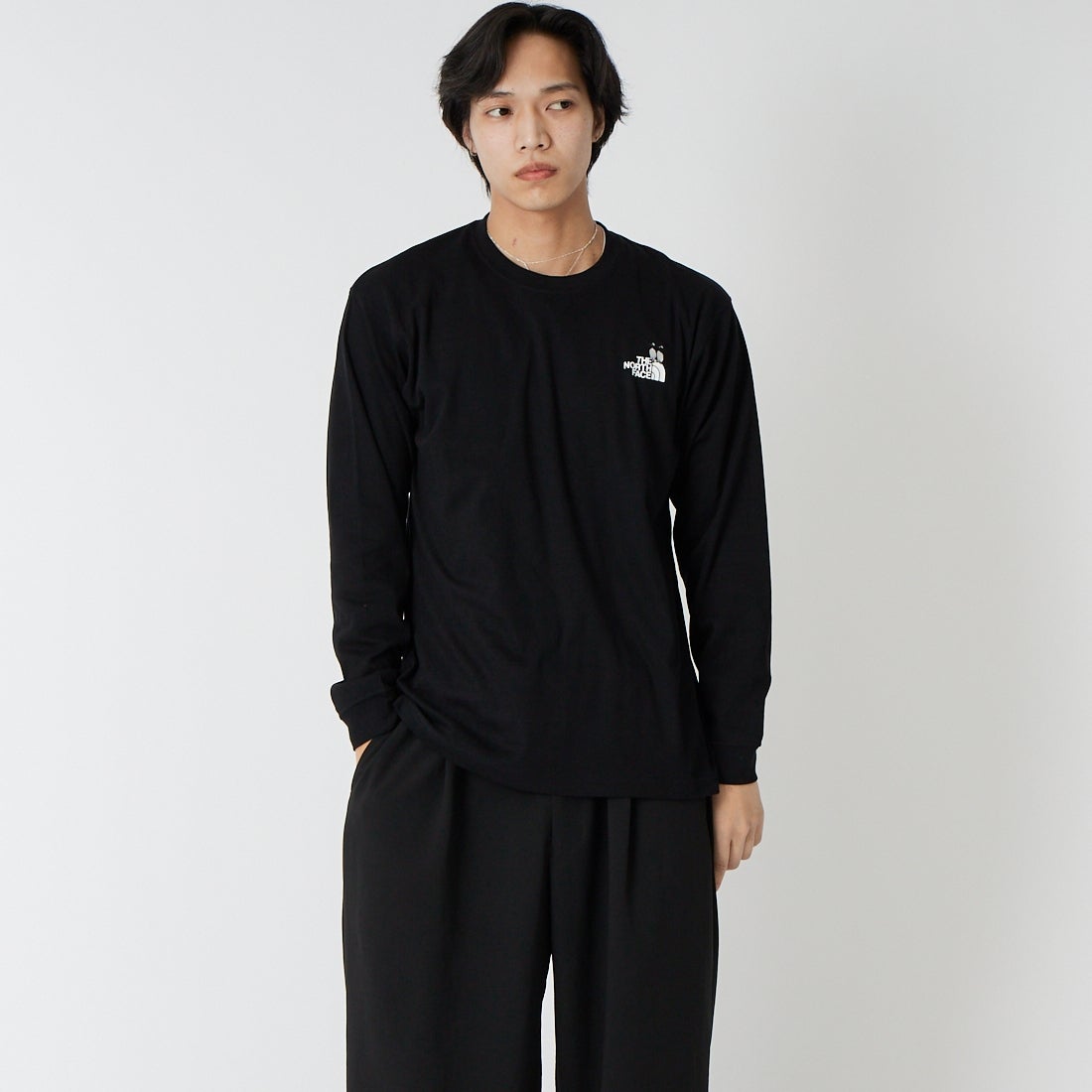 THE NORTH FACE [ザ ノースフェイス] ロングスリーブズーピッカーティー [NT32658] K &&モデル身長：179cm 着用サイズ：M&&