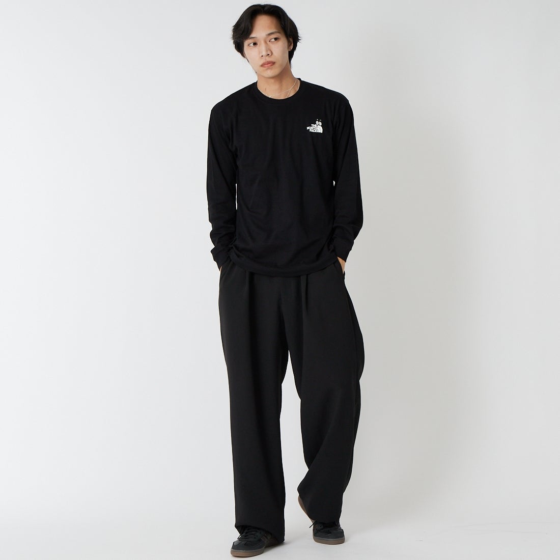 THE NORTH FACE [ザ ノースフェイス] ロングスリーブズーピッカーティー [NT32658] K &&モデル身長：179cm 着用サイズ：M&&