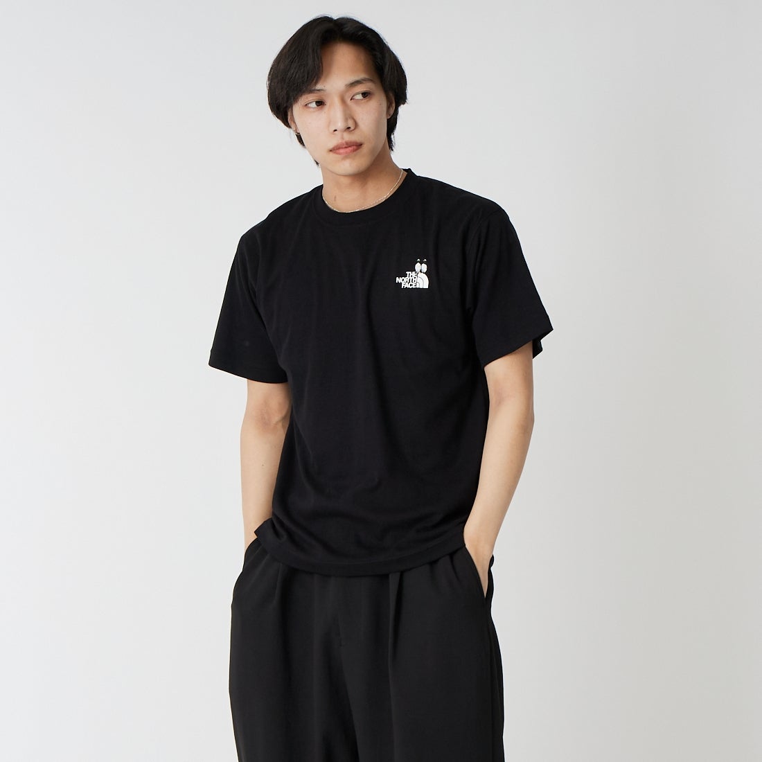 THE NORTH FACE [ザ ノースフェイス] ショートスリーブズーピッカーティー [NT32659] K &&モデル身長：179cm 着用サイズ：M&&