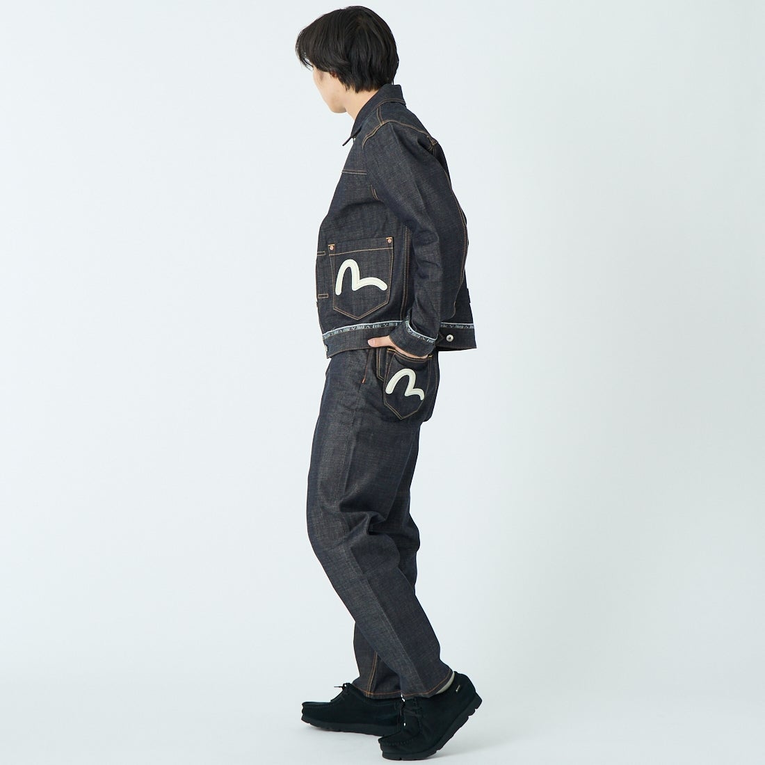 EVISU [エヴィス] ロゴカモメ刺繍 デニムジャケット [2ESHTM6DJ1001] INDIGO &&モデル身長：179cm 着用サイズ：M&&