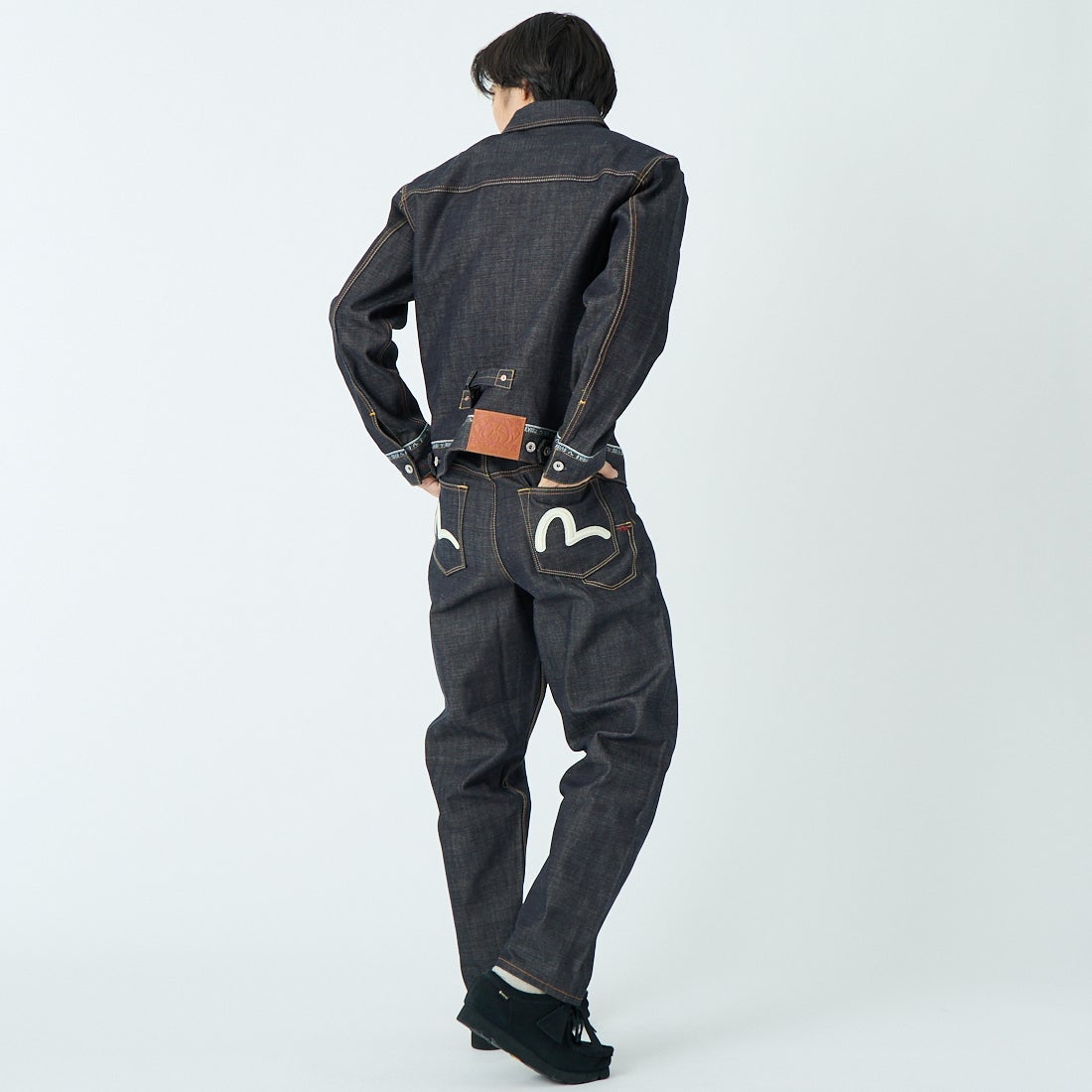 EVISU [エヴィス] ロゴカモメ刺繍 デニムジャケット [2ESHTM6DJ1001] INDIGO &&モデル身長：179cm 着用サイズ：M&&