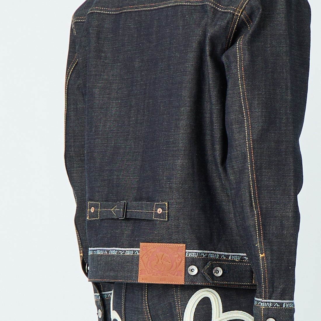 EVISU [エヴィス] ロゴカモメ刺繍 デニムジャケット [2ESHTM6DJ1001] INDIGO &&モデル身長：179cm 着用サイズ：M&&