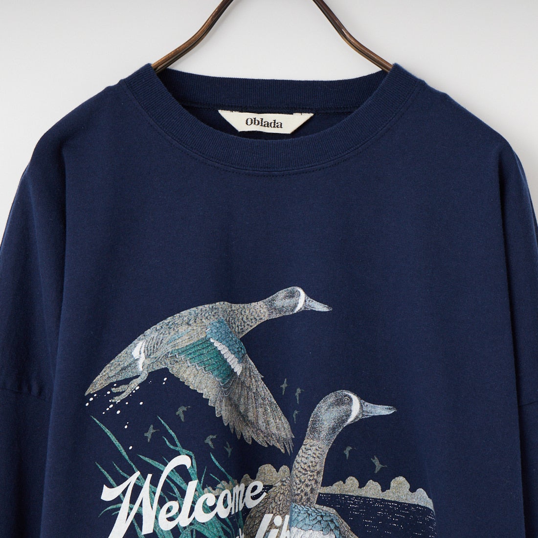 Oblada [オブラダ] バード柄ロングスリーブTシャツ [S2610CU13] NAVY