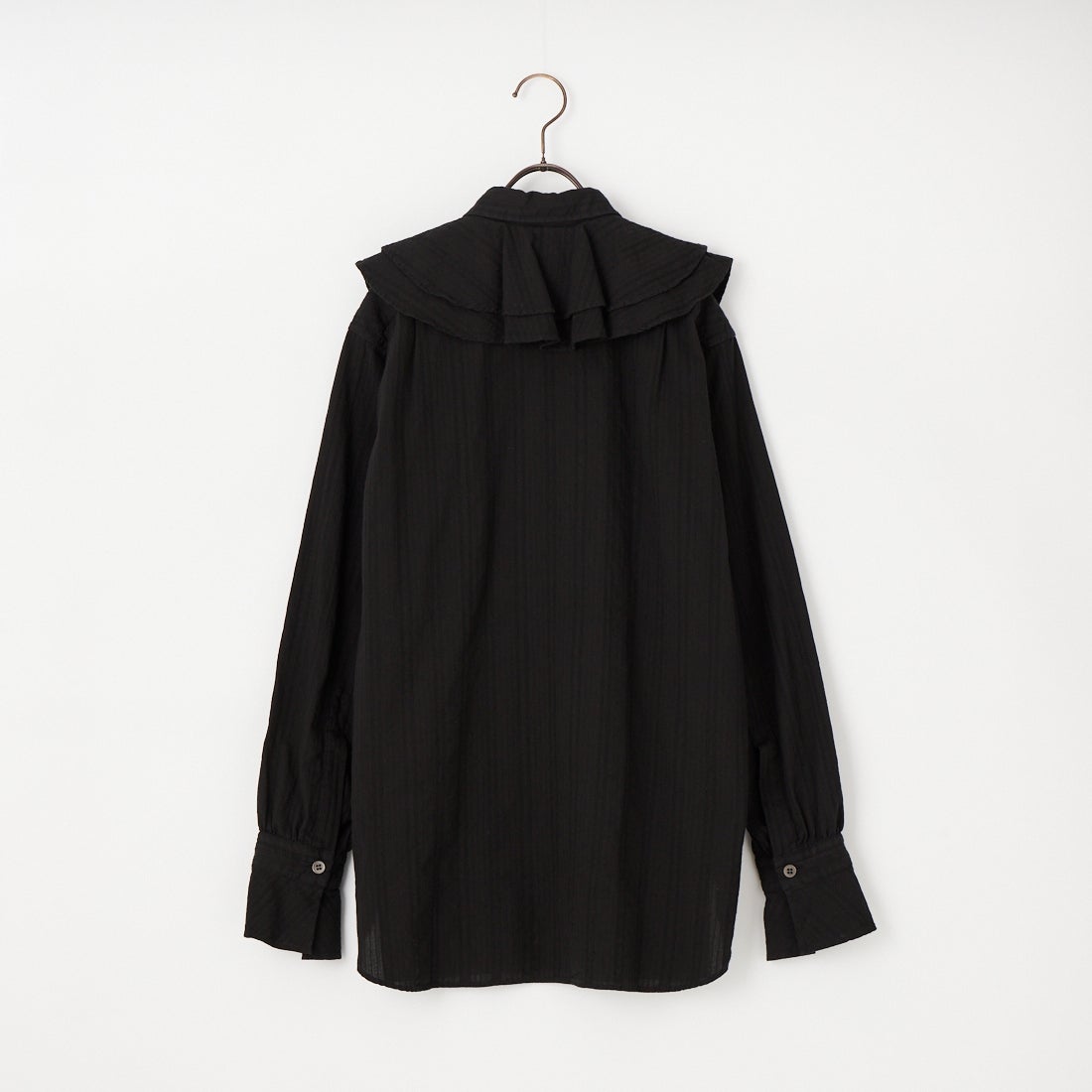 Oblada [オブラダ] オーバーダイ ラッフルブラウス [S2610SH07] BLACK