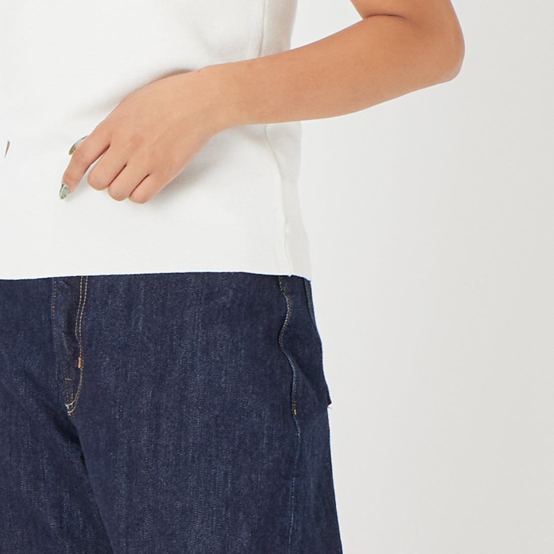 CLOCHE [クロシェ] スクエアニットタンクトップ [61285520] ｵﾌ &&モデル身長：162cm 着用サイズ：2&&