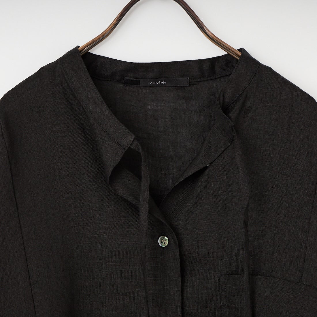 Munich [ミューニック] 60sフレンチリネンキャンバスルーズシャツ [MN261T33] 009 BLK
