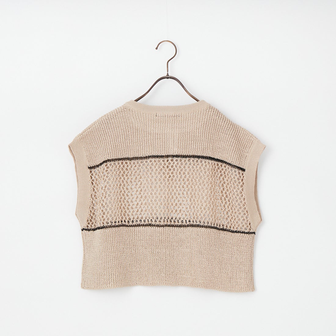 Munich [ミューニック] リブ編み×スカシ編みニットジレ [MN261K07] 014 GREIGE