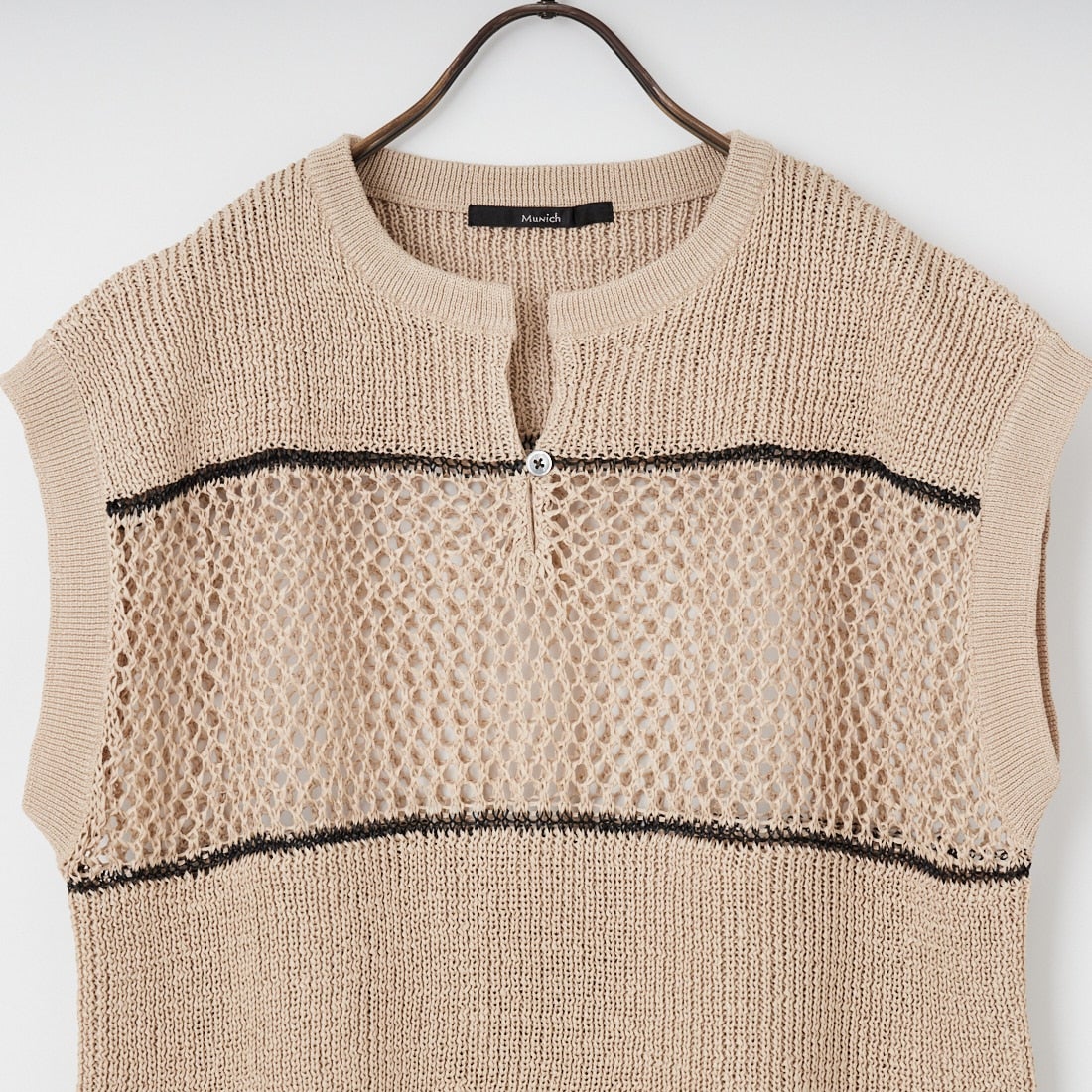 Munich [ミューニック] リブ編み×スカシ編みニットジレ [MN261K07] 014 GREIGE