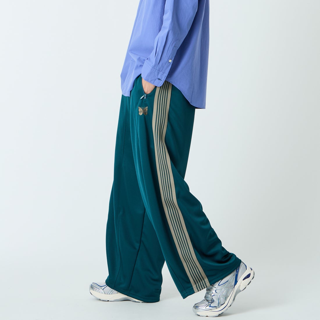 Needles [ニードルズ] ヒザデルトラックパンツ [SX410] B GREEN &&モデル身長：179cm 着用サイズ：S&&
