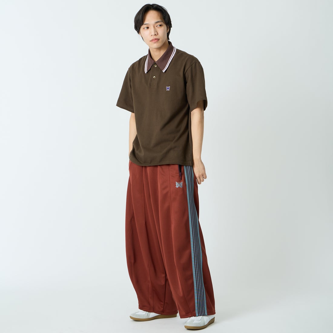 Needles [ニードルズ] レギュラーカラーポロシャツ [SX442] C BROWN &&モデル身長：179cm 着用サイズ：M&&