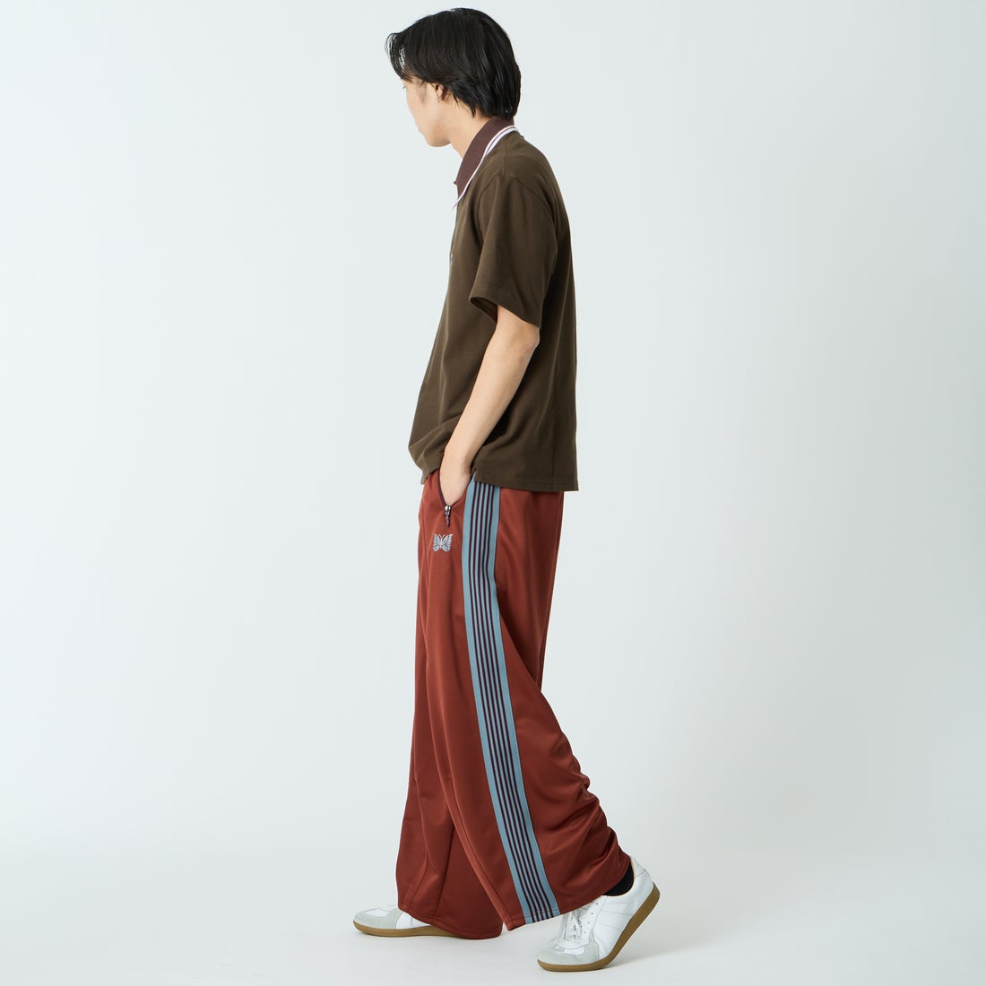 Needles [ニードルズ] レギュラーカラーポロシャツ [SX442] C BROWN &&モデル身長：179cm 着用サイズ：M&&