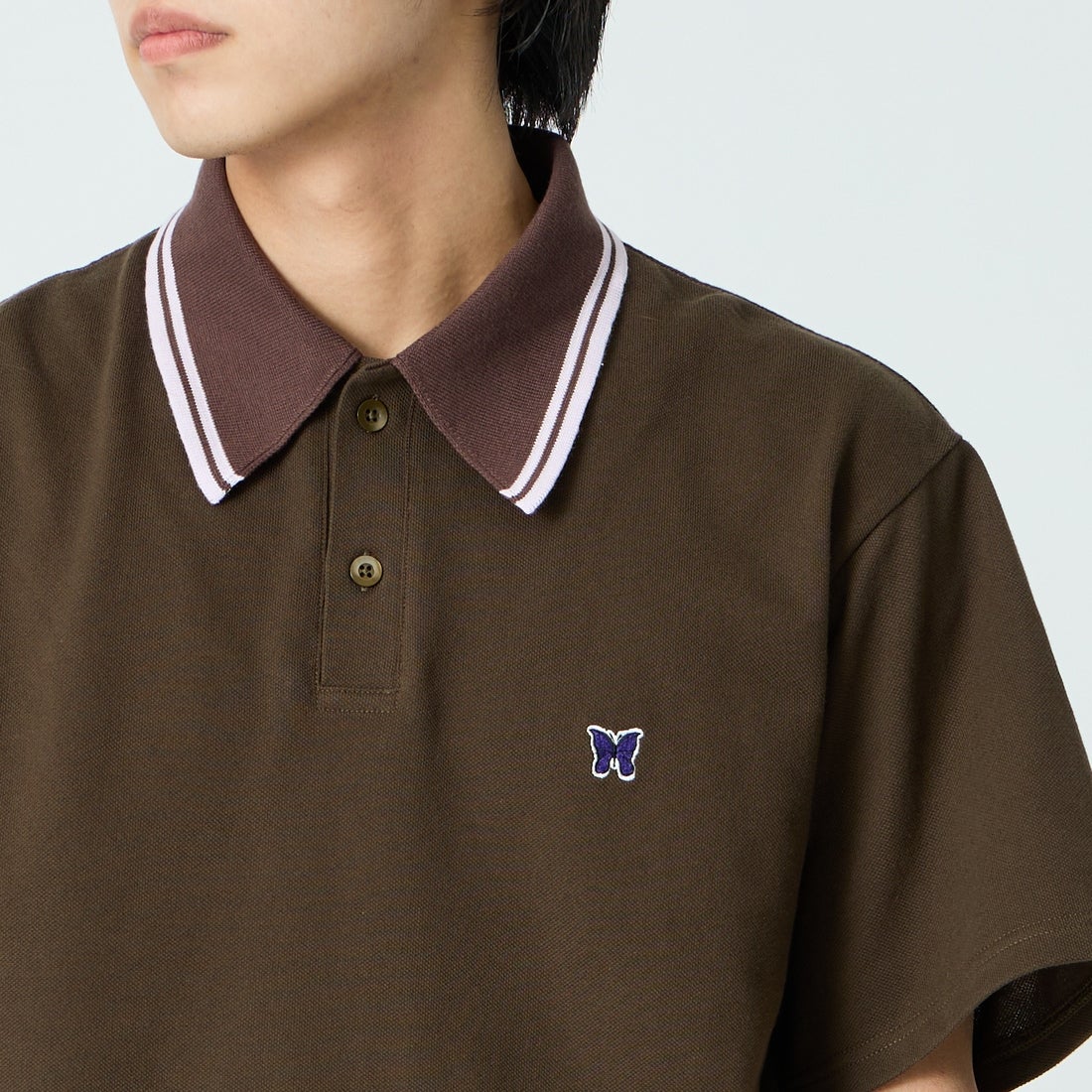 Needles [ニードルズ] レギュラーカラーポロシャツ [SX442] C BROWN &&モデル身長：179cm 着用サイズ：M&&