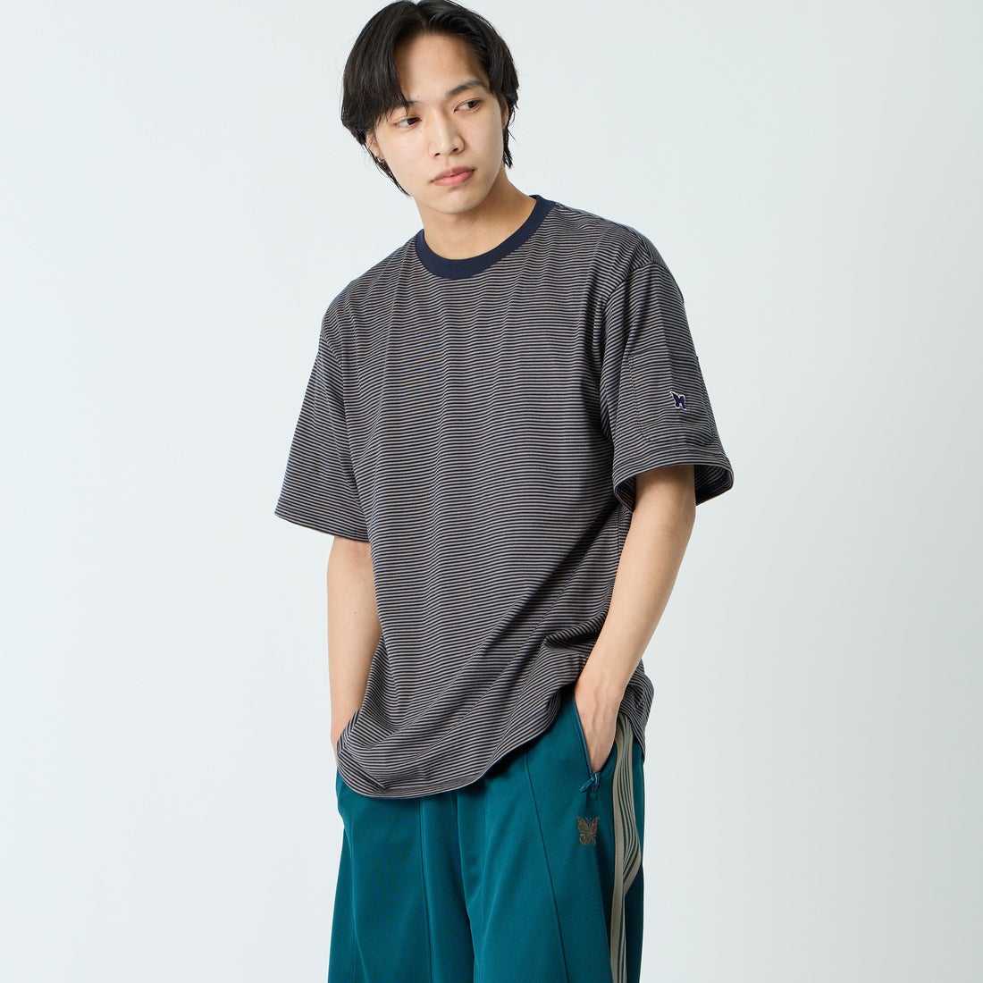 B NVY/MOCH&&モデル身長：179cm 着用サイズ：M&&