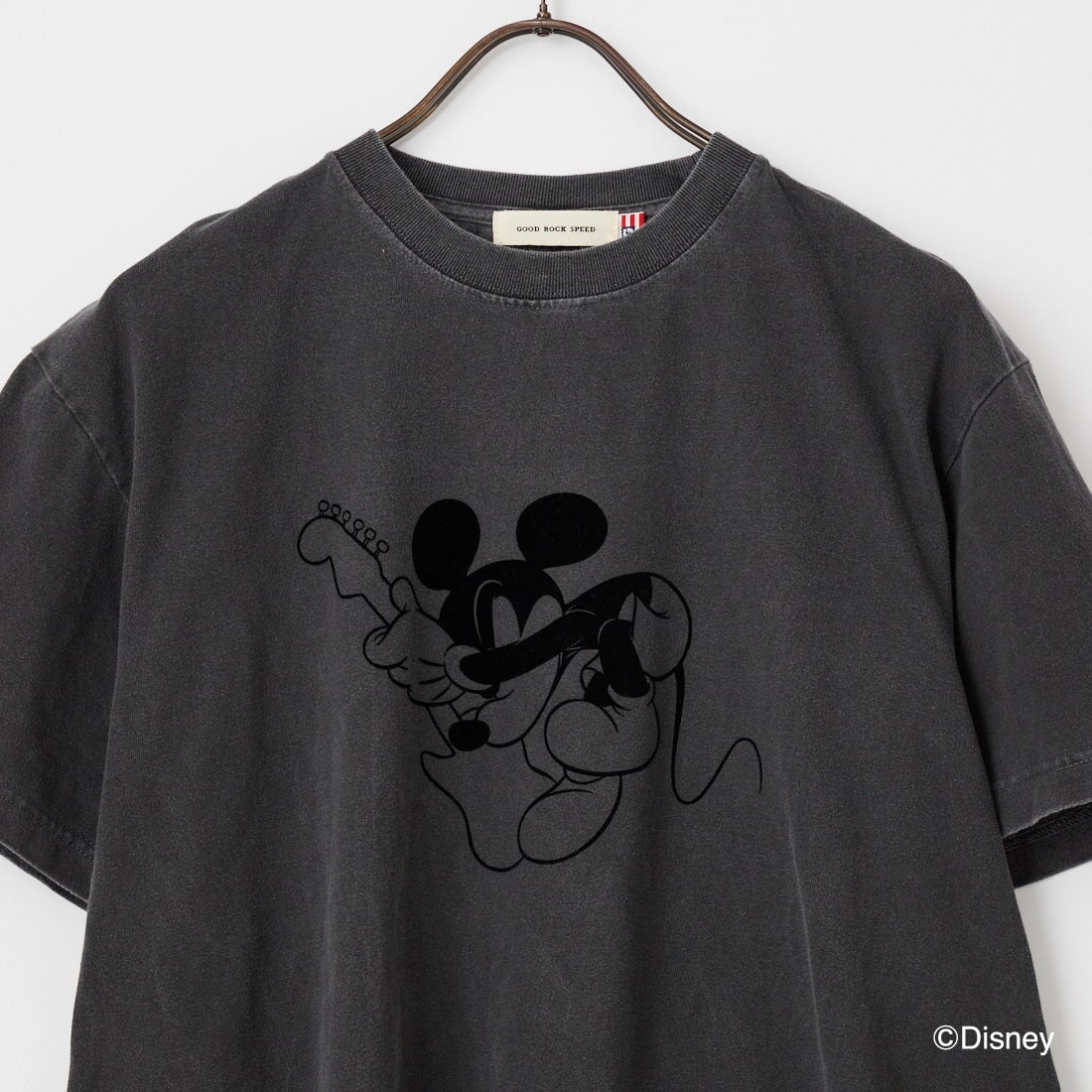 GOOD ROCK SPEED [グッドロックスピード] 別注 MICKEY MOUSE / フロッキープリントTシャツ [INTN-070-JF] CHARCOAL