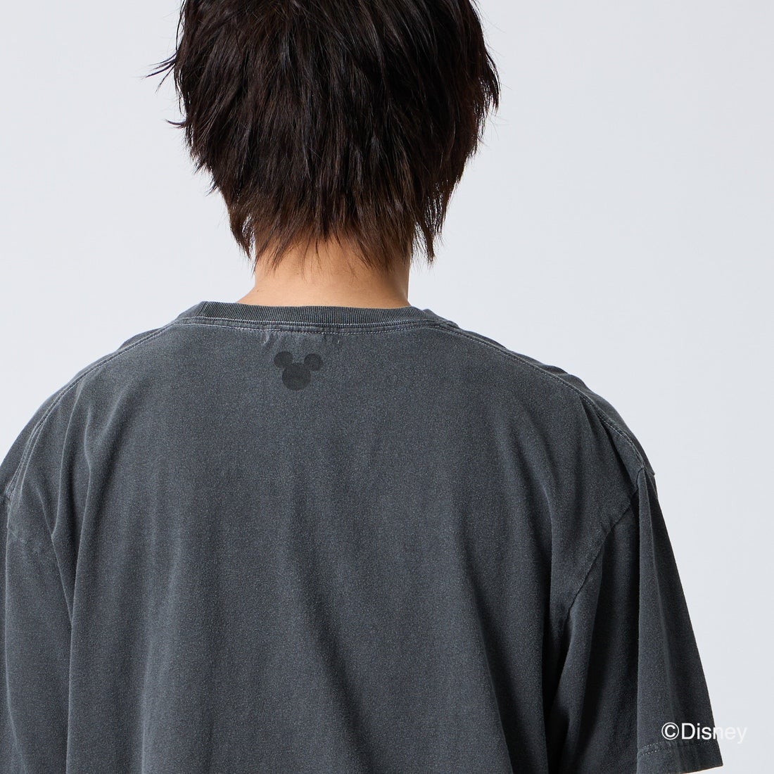 GOOD ROCK SPEED [グッドロックスピード] 別注 MICKEY MOUSE / フロッキープリントTシャツ [INTN-070-JF] CHARCOAL &&モデル身長：177cm 着用サイズ：XL&&