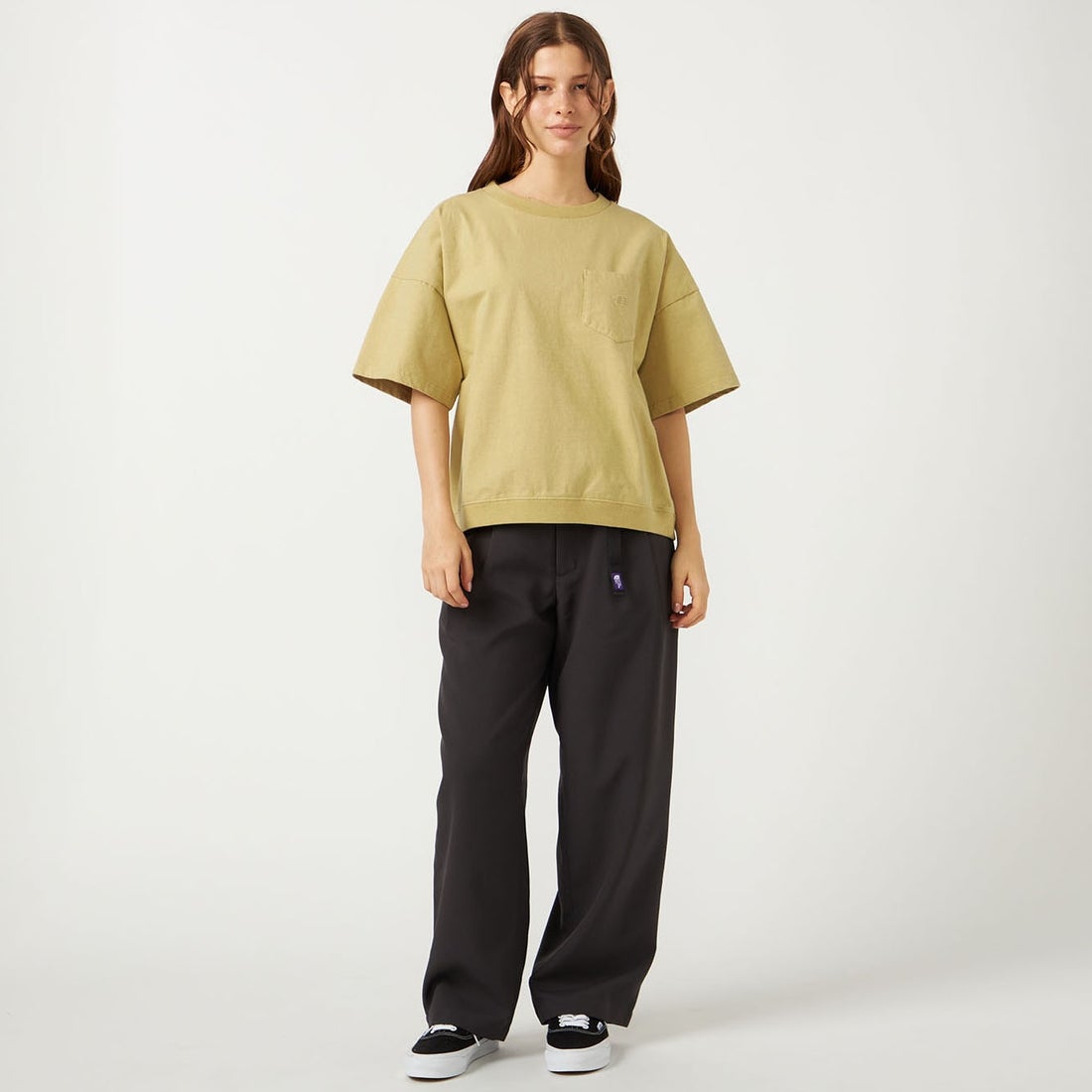 THE NORTH FACE PURPLE LABEL [ザ ノースフェイス パープルレーベル] ポリエステルトロピカル フィールドタックパンツ [N26SC065] AH ASPHALT &&モデル身長：165cm 着用サイズ：WS&&