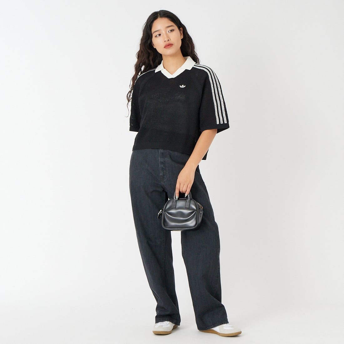adidas Originals [アディダス オリジナルス] ニットポロシャツ [CX746] KC6491 &&モデル身長：162cm 着用サイズ：M&&
