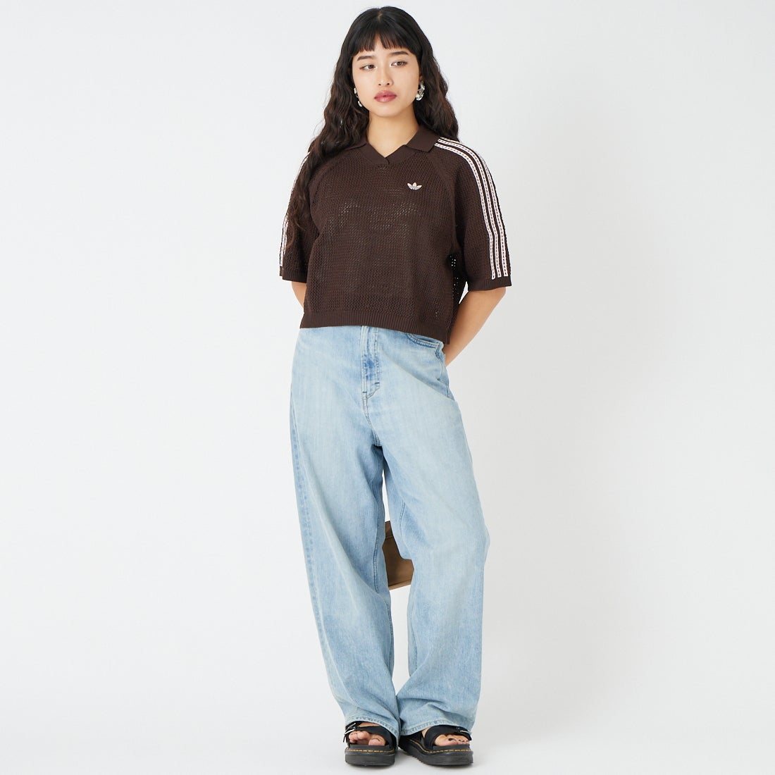 adidas Originals [アディダス オリジナルス] ニットポロシャツ [CX746] KE0198 &&モデル身長：162cm 着用サイズ：M&&