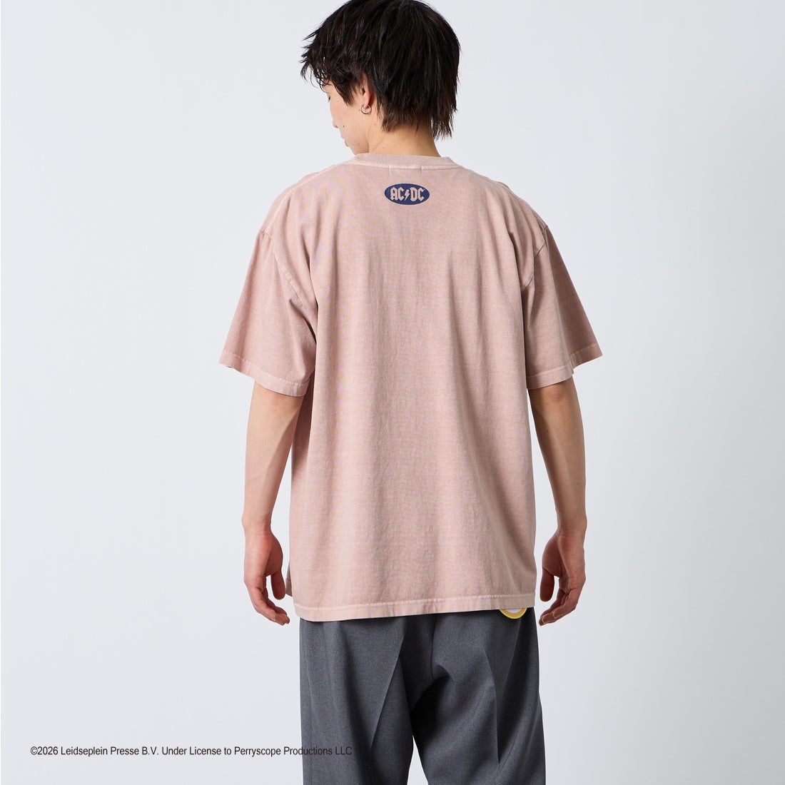 GOOD ROCK SPEED [グッドロックスピード] 別注 AC/DC ロックプリントTシャツ [INTN-023-JF] PINK &&モデル身長：177cm 着用サイズ：XL&&