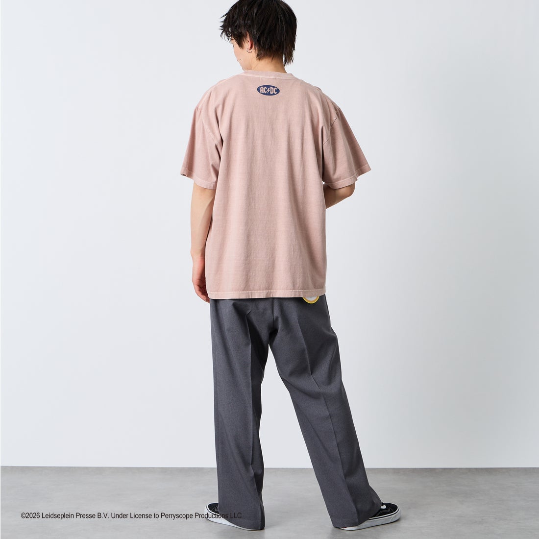 GOOD ROCK SPEED [グッドロックスピード] 別注 AC/DC ロックプリントTシャツ [INTN-023-JF] PINK &&モデル身長：177cm 着用サイズ：XL&&