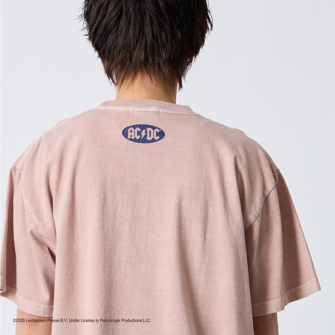 GOOD ROCK SPEED [グッドロックスピード] 別注 AC/DC ロックプリントTシャツ [INTN-023-JF] PINK &&モデル身長：177cm 着用サイズ：XL&&