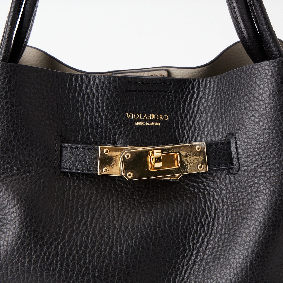 VIOLAd'ORO [ヴィオラドーロ] TRERO イタリアンWフェイスレザートートバッグ [V-1585] BLACK/GRAY