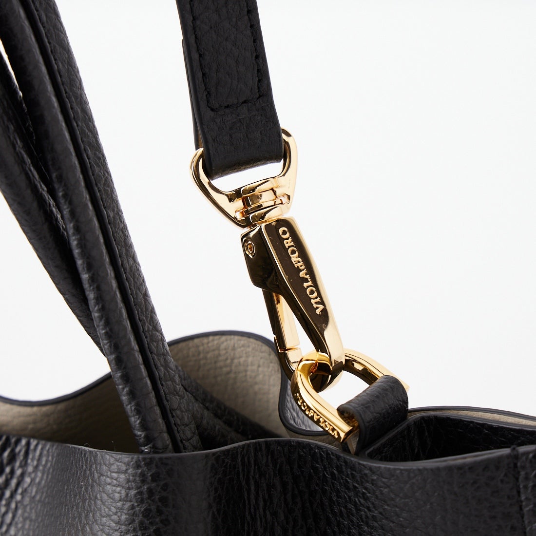 VIOLAd'ORO [ヴィオラドーロ] TRERO イタリアンWフェイスレザートートバッグ [V-1585] BLACK/GRAY