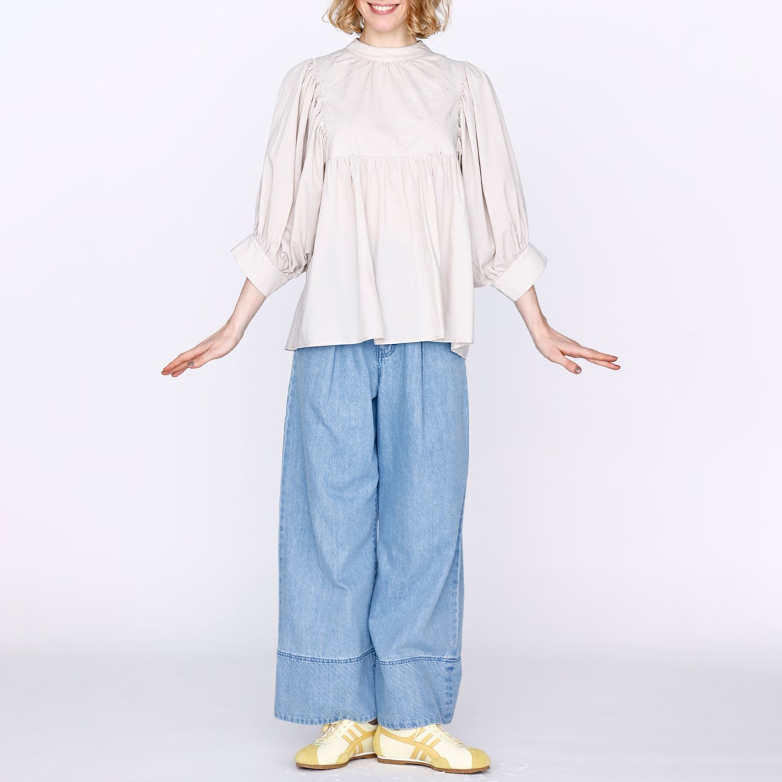 Kelen [ケレン] ラメドット刺繍ギャザーブラウス CAFUN [LKL26HBL2289] LTGRAYGE