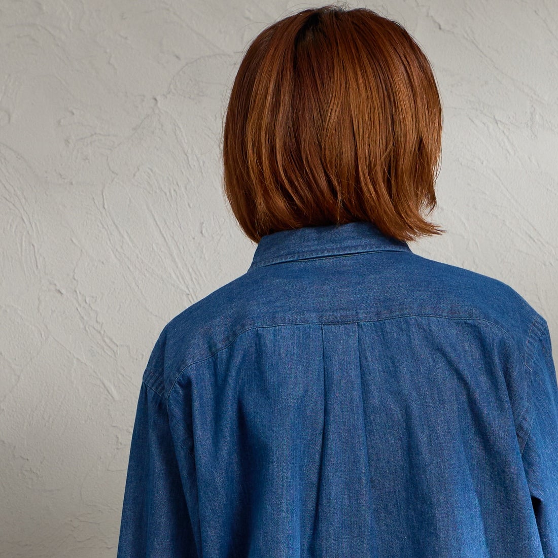 DANTON [ダントン] デニムダンガリー レギュラーカラーシャツ [DT-B0442DUG] LT.INDIGO &&モデル身長：158cm 着用サイズ：38&&