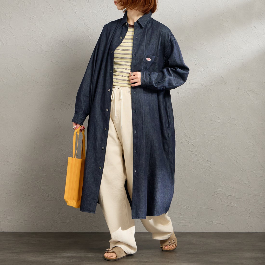 DANTON デニム ロングシャツ 36 DANTON [ダントン] デニムダンガリー レギュラーカラーシャツ