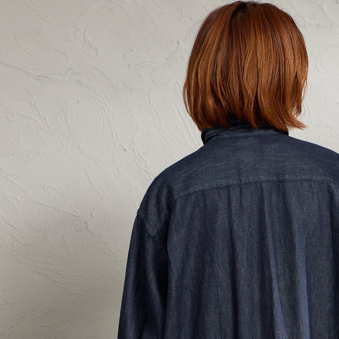 DANTON [ダントン] デニムダンガリー レギュラーカラーシャツワンピース [DT-G0115DUG] INDIGO &&モデル身長：158cm 着用サイズ：36&&