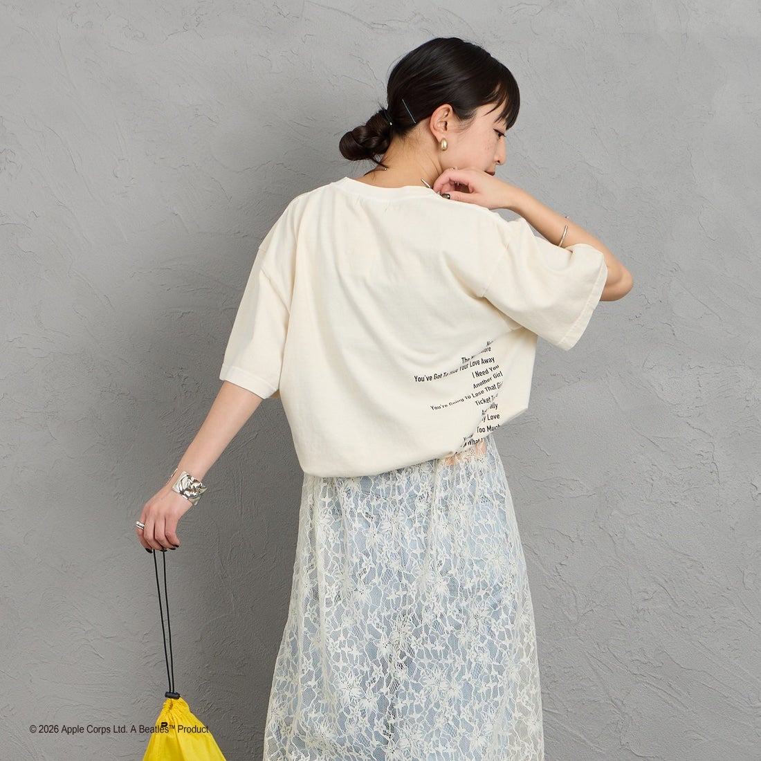 GOOD ROCK SPEED [グッドロックスピード] 別注 THE BEATLES ロックプリントTシャツ [INTN-060-JF] BEIGE &&モデル身長：150cm 着用サイズ：M&&