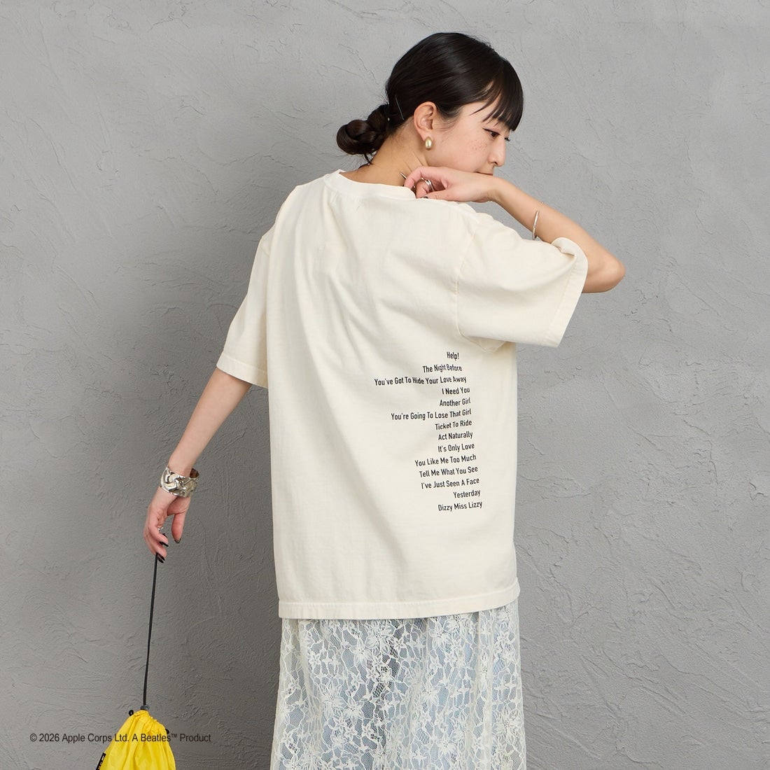GOOD ROCK SPEED [グッドロックスピード] 別注 THE BEATLES ロックプリントTシャツ [INTN-060-JF] BEIGE &&モデル身長：150cm 着用サイズ：M&&