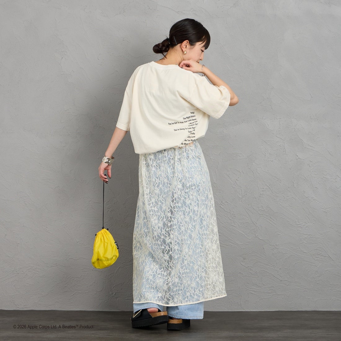 GOOD ROCK SPEED [グッドロックスピード] 別注 THE BEATLES ロックプリントTシャツ [INTN-060-JF] BEIGE &&モデル身長：150cm 着用サイズ：M&&