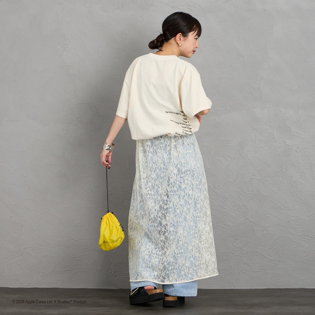 GOOD ROCK SPEED [グッドロックスピード] 別注 THE BEATLES ロックプリントTシャツ [INTN-060-JF] BEIGE &&モデル身長：150cm 着用サイズ：M&&
