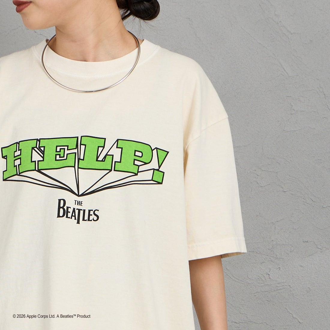 GOOD ROCK SPEED [グッドロックスピード] 別注 THE BEATLES ロックプリントTシャツ [INTN-060-JF] BEIGE &&モデル身長：150cm 着用サイズ：M&&