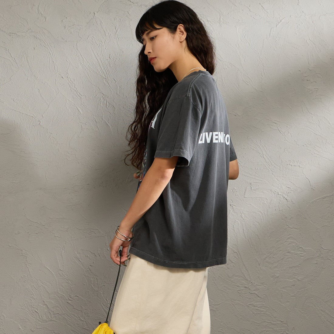 GOOD ROCK SPEED [グッドロックスピード] 別注 NIRVANA プリントロックTシャツ [INTN-067-JF] CHARCOAL &&モデル身長：162cm 着用サイズ：M&&