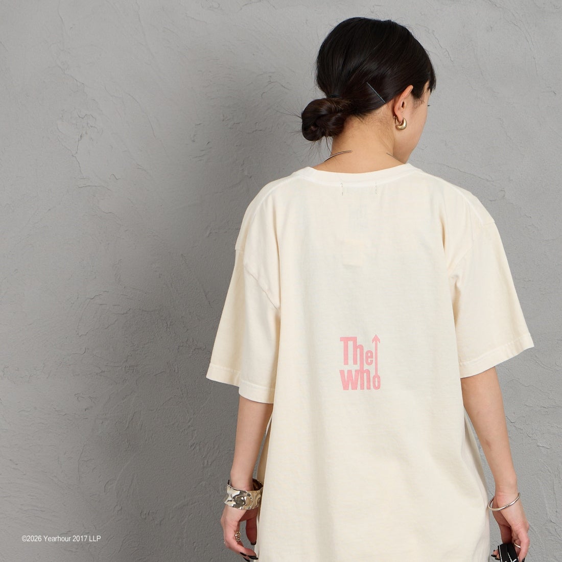 GOOD ROCK SPEED [グッドロックスピード] 別注 THE WHO ロックプリントTシャツ [INTN-068-JF] BEIGE &&モデル身長：150cm 着用サイズ：M&&