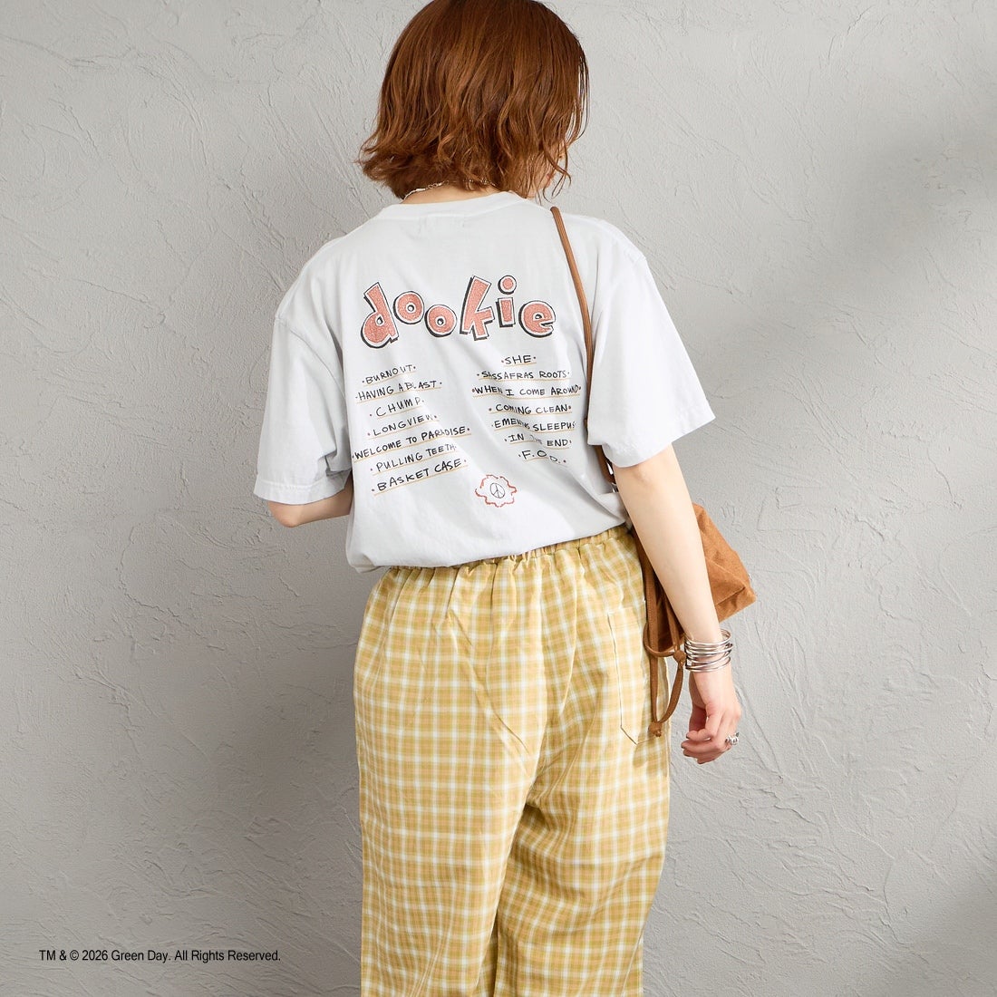 GOOD ROCK SPEED [グッドロックスピード] 別注 GREEN DAY ロックプリントTシャツ [INTN-065-JF] LT.GRAY &&モデル身長：158cm 着用サイズ：M&&