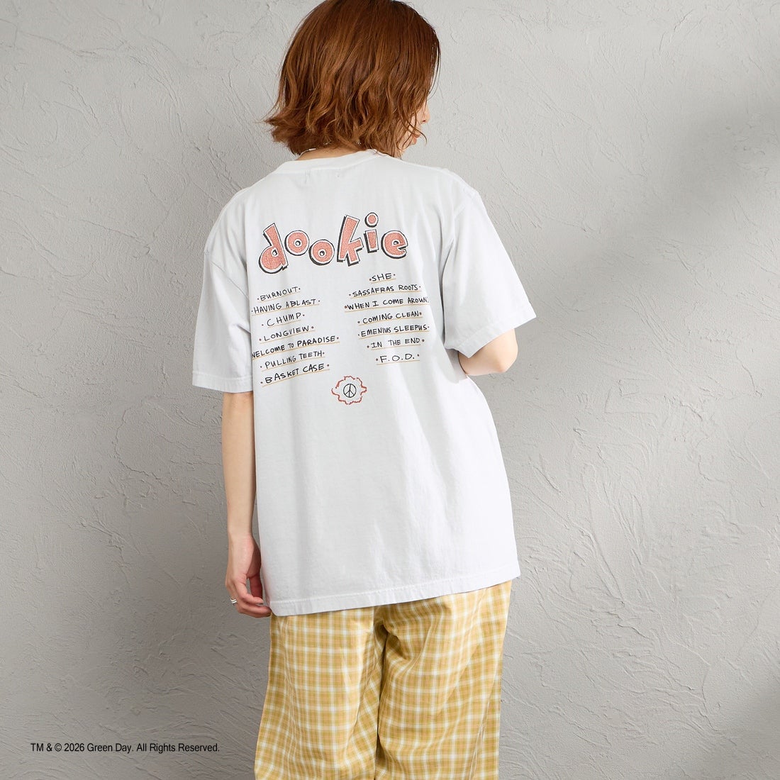 GOOD ROCK SPEED [グッドロックスピード] 別注 GREEN DAY ロックプリントTシャツ [INTN-065-JF] LT.GRAY &&モデル身長：158cm 着用サイズ：M&&