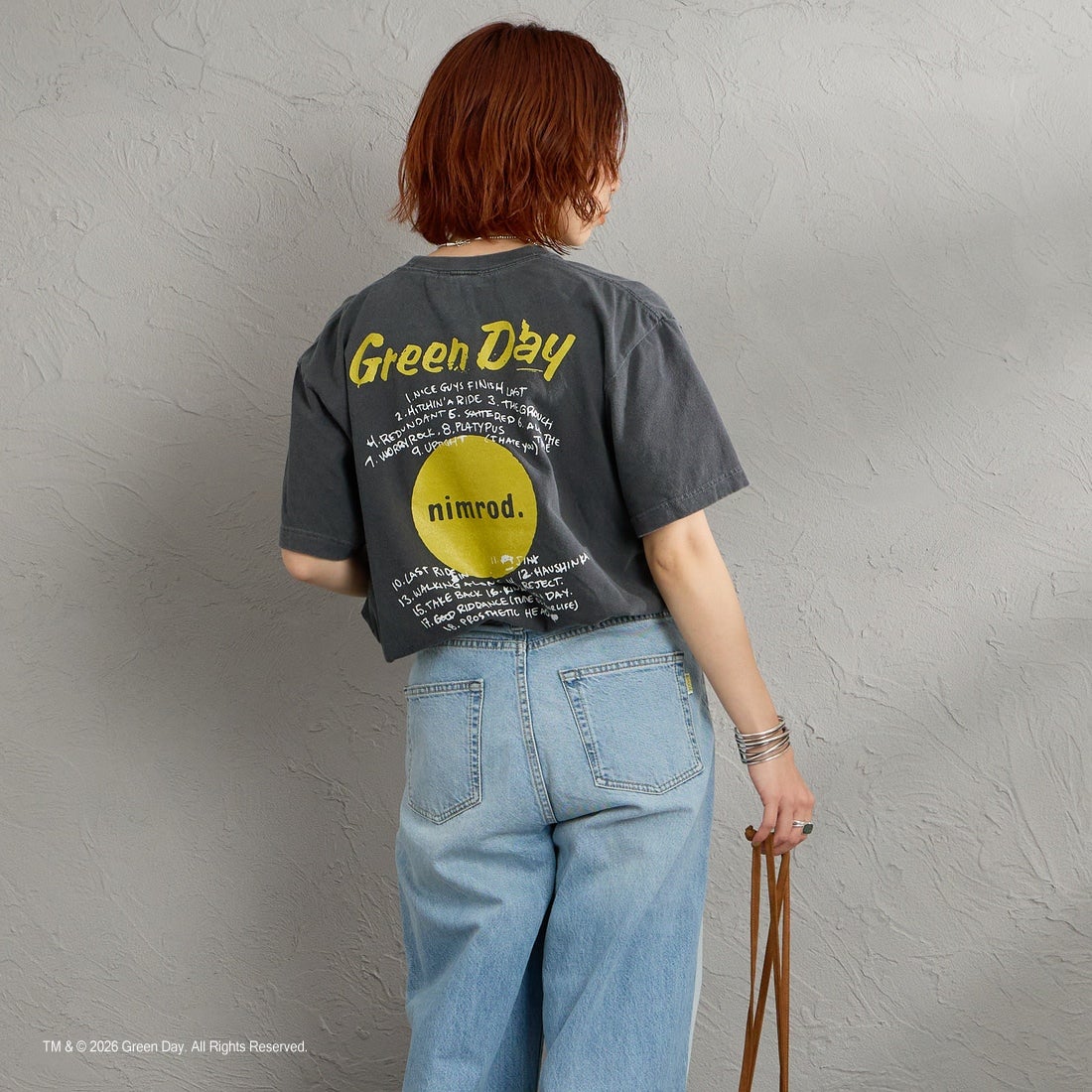 GOOD ROCK SPEED [グッドロックスピード] 別注 GREEN DAY ロックプリントTシャツ [INTN-064-JF] CHARCOAL &&モデル身長：158cm 着用サイズ：M&&