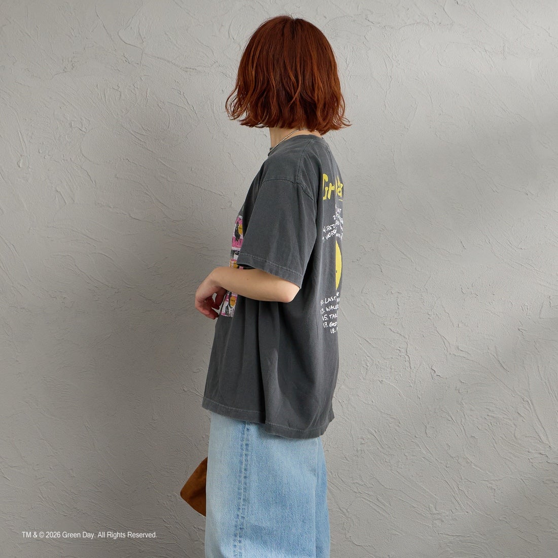 GOOD ROCK SPEED [グッドロックスピード] 別注 GREEN DAY ロックプリントTシャツ [INTN-064-JF] CHARCOAL &&モデル身長：158cm 着用サイズ：M&&