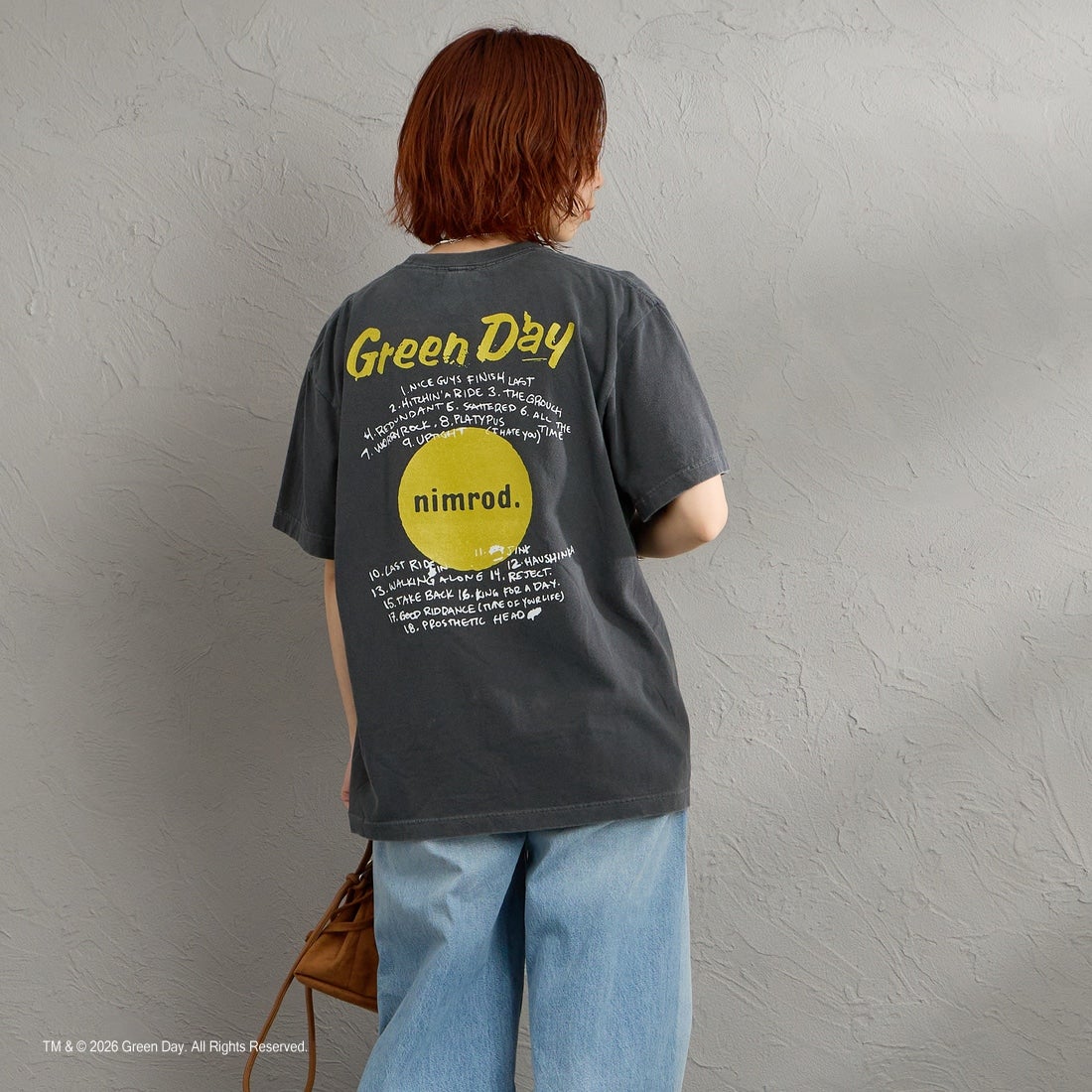GOOD ROCK SPEED [グッドロックスピード] 別注 GREEN DAY ロックプリントTシャツ [INTN-064-JF] CHARCOAL &&モデル身長：158cm 着用サイズ：M&&