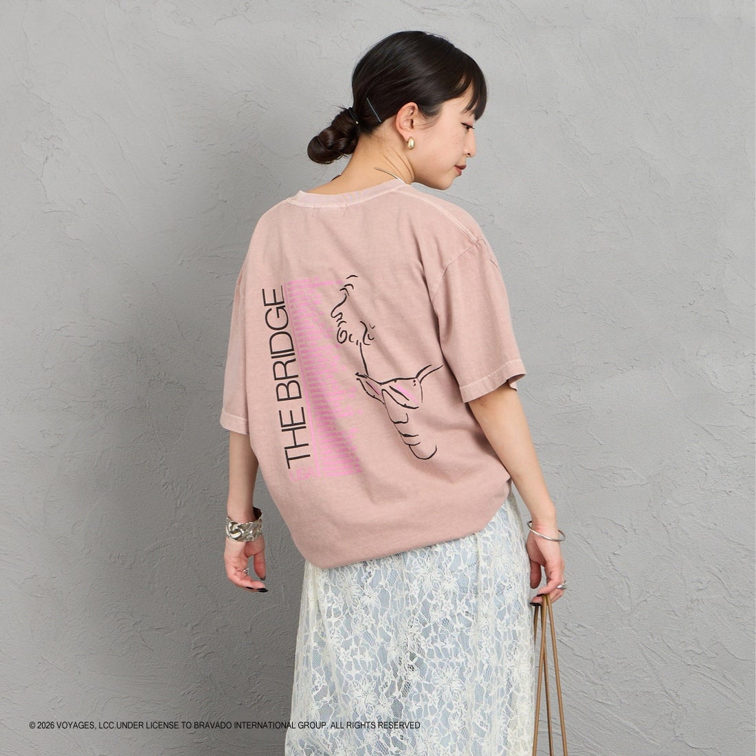 GOOD ROCK SPEED [グッドロックスピード] 別注 BILLY JOEL ロックプリントTシャツ [INTN-063-JF] PINK &&モデル身長：150cm 着用サイズ：M&&