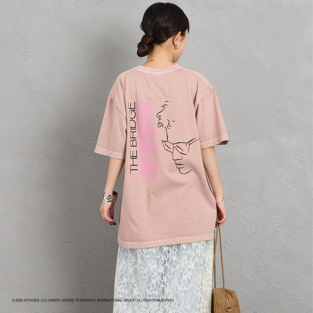 GOOD ROCK SPEED [グッドロックスピード] 別注 BILLY JOEL ロックプリントTシャツ [INTN-063-JF] PINK &&モデル身長：150cm 着用サイズ：M&&
