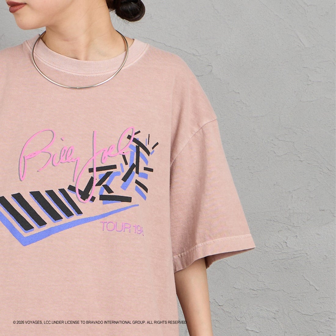 GOOD ROCK SPEED [グッドロックスピード] 別注 BILLY JOEL ロックプリントTシャツ [INTN-063-JF] PINK &&モデル身長：150cm 着用サイズ：M&&