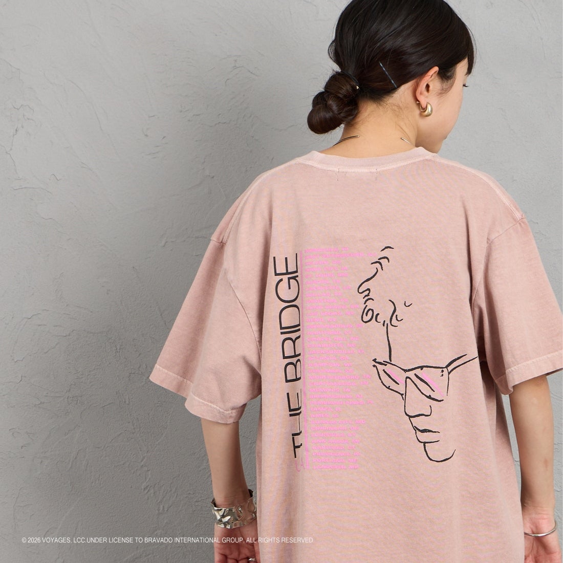 GOOD ROCK SPEED [グッドロックスピード] 別注 BILLY JOEL ロックプリントTシャツ [INTN-063-JF] PINK &&モデル身長：150cm 着用サイズ：M&&