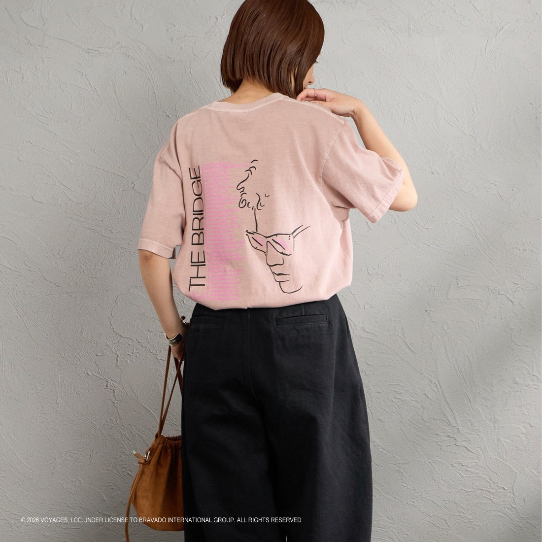 GOOD ROCK SPEED [グッドロックスピード] 別注 BILLY JOEL ロックプリントTシャツ [INTN-063-JF] PINK &&モデル身長：159cm 着用サイズ：M&&