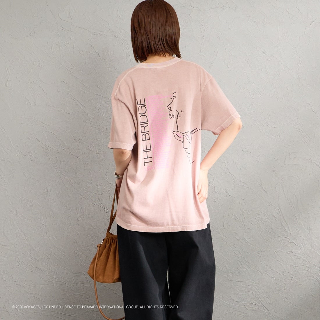 GOOD ROCK SPEED [グッドロックスピード] 別注 BILLY JOEL ロックプリントTシャツ [INTN-063-JF] PINK &&モデル身長：159cm 着用サイズ：M&&