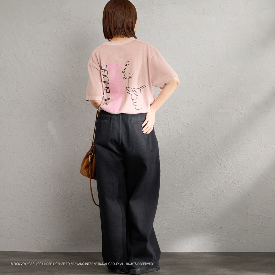 GOOD ROCK SPEED [グッドロックスピード] 別注 BILLY JOEL ロックプリントTシャツ [INTN-063-JF] PINK &&モデル身長：159cm 着用サイズ：M&&